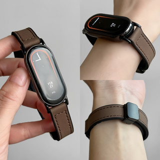 Dành Cho Xiaomi Smart Band 8/9/10 Dây Da Từ Tính Mi Band 8 9 10 Dây Đeo Da Thể Thao Chống Thấm Nước