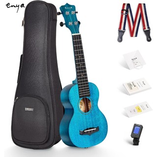 Enya 25D Soprano Ukulele 21 Inch Nature Solid Mahogany Top với Bộ khởi động Ukulele Bao gồm Túi Gig, Vỏ, Dây đeo, Dây, Capo, Phím, Bài học trực tuyến