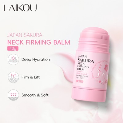 LAIKOU Japan Sakura Neck Firming Balm 40g Smooth Soften Skin Texture Even Skin Tone Vitamin C Niacinamide