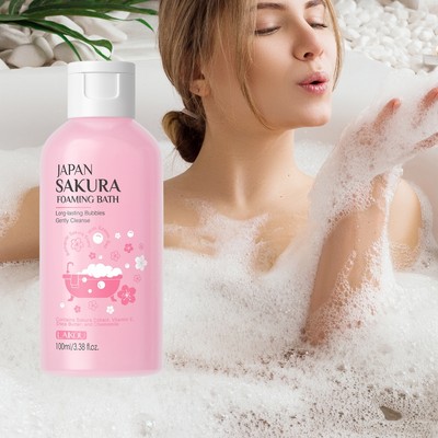 LAIKOU Japan Sakura Foaming Bath Bong bóng lâu trôi Làm sạch nhẹ nhàng Da mịn màng 100ml