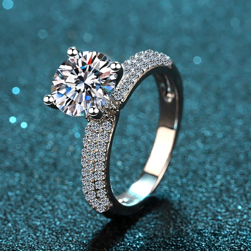 Nhẫn nữ bạc X-151 925, 2 Carat Moissanite (Bao gồm chứng chỉ) / Zircon 8mm