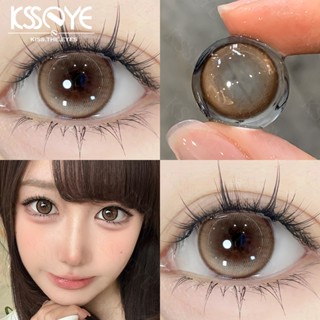 KSSEYE 1 Cặp Ống Kính Tiếp Xúc Màu Nâu 14,2MM Tự Nhiên Hàn Quốc Mềm Ống Kính Thời Trang Bình Thường Hàng Năm Có Vỏ Miễn Phí