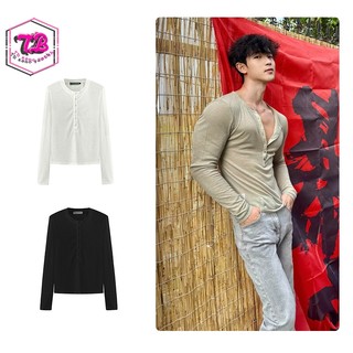  TB XEMO YOUTH Áo dài tay cổ Henley mỏng mùa xuân hè có chi tiết nút 