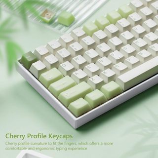 Womier Jade + PBT Keycaps Bộ mũ chìa khóa mờ màu xanh lá cây sữa 129 phím Hồ sơ anh đào cho bàn phím chơi game cơ học Cherry Gateron MX
