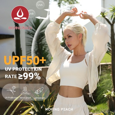 MOVING PEACH Áo khoác chống nắng nữ UPF 50+ nhẹ thoáng khí, chống tia UV, thích hợp đạp xe & thể thao ngoài trời BSL