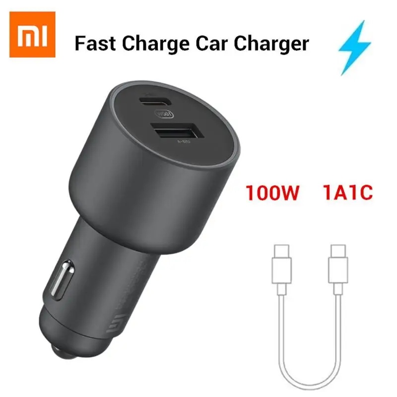 Bộ sạc ô tô Xiaomi Mi 100W MAX 1A1C Sạc nhanh Thiết bị thông minh USB-A USB-C Cổng kép Tương thích h