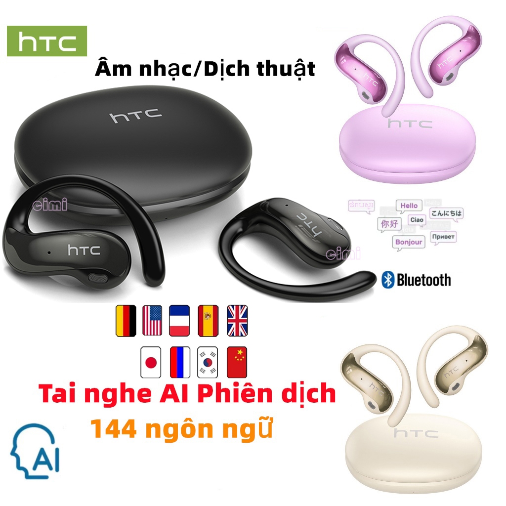 Tai nghe Bluetooth HTC NE19 Dẫn truyền xương Tai nghe thể thao Khử tiếng ồn không dây Tai nghe chơi game Dịch AI Tai nghe Bluetooth 144 ngôn ngữ | BigBuy360 - bigbuy360.vn