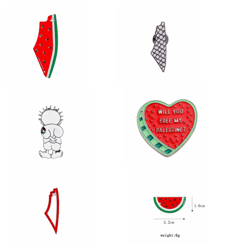 Dễ Thương Dưa Hấu Men Pin Huy Hiệu Palestine Phụ Kiện Nút Pin Trâm Cho Sinh Nhật Mùa Hè Ve Áo Cổ Phụ