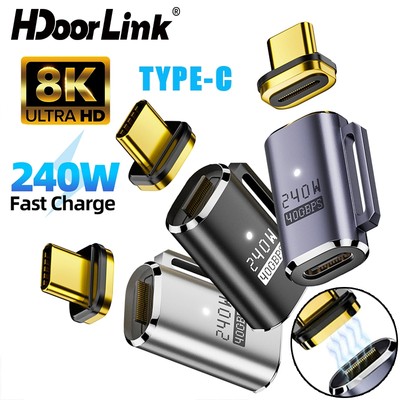 Bộ chuyển đổi từ tính sạc nhanh HdoorLink USB C 240W Bộ chuyển đổi từ tính sạc nhanh 40Gbps Bộ chuyển đổi USB Type C 8K @ 60Hz USB C sang Type C Bộ chuyển đổi từ tính