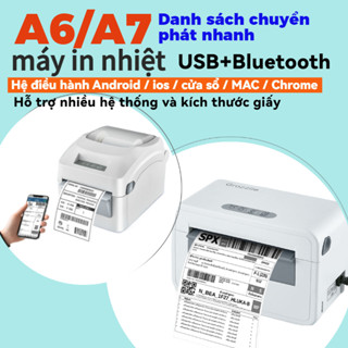 A6 A7 Máy In Nhiệt Vận Đơn Mã Vạch Vận Chuyển USB Bluetooth Android, Máy In IOS Máy In Giấy Nhiệt In Nhanh