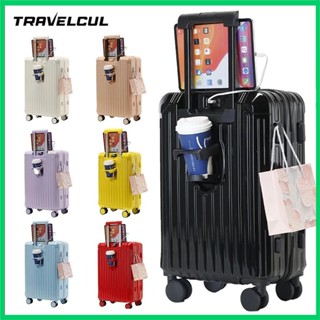 Travelcul 20 / 24Inch Cốc Đựng Tay Cầm Hành Lý Cổng USB Hành Lý Túi Du Lịch 360° Vali bánh xe đa năng