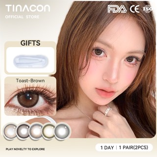  kính áp tròng TINACON lens 2 chiếc lens cận màu nâu hàng ngày Đường kính 14.2-14.5 mắt mềm có độ  0-8  lens 1 ngày 