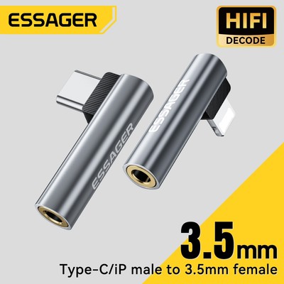 Essager Type-C / L sang 3,5mm Bộ chuyển đổi âm thanh Jack cắm tai nghe Bộ chuyển đổi âm thanh AUX