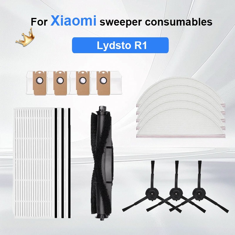 Thích hợp cho Xiaomi Lydsto R1 Bàn chải con lăn Lõi lọc Cây lau nhà bên Túi bụi Quét Robot Phụ kiện