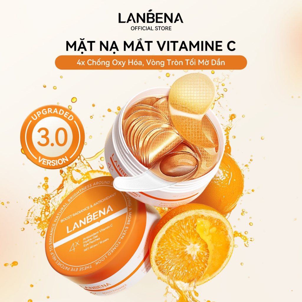 MẶT NẠ MẮT LANBENA VÀNG 7X 24K 4X VITAMIN C TRẺ HÓA VÙNG DA QUANH MẮT LÀM MỜ QUẦNG THÂM MẮT