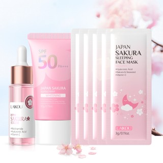 LAIKOU Sakura Daily Glow: Serum, SPF & Mặt nạ qua đêm để phục hồi dưỡng da rạng rỡ