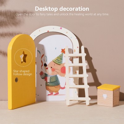 Hoạt Hình Yêu Tinh Cửa Trang Trí Phòng Nhà Búp Bê Mini Đồ Trang Nhà Cửa Gỗ Cổ Tích Elf Cửa Cổ Tích-Tương Thích Trang Trí Thủ Công Đồ Trang Trí