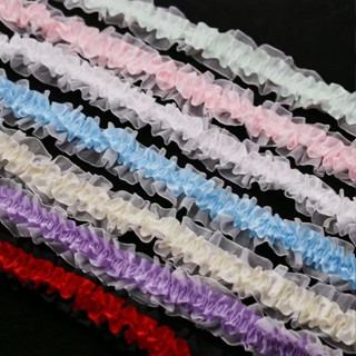 Xiaoxiangfeng Hai Lớp Ruy Băng Màu Hồng Đàn Hồi Ren Quần Áo Phụ Kiện Ren Hỗ Trợ Quạt Túi Đau Túi Bé Trang Trí Handmade Tự Làm Chất Liệu Nấm Dây Đàn Hồi