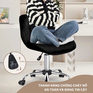  Ghế văn phòng ghế ăn ghế xoay ghế quầy bar ròng rọc vải nhung hiện đại hàng ngày Xoay lưng thoải mái 