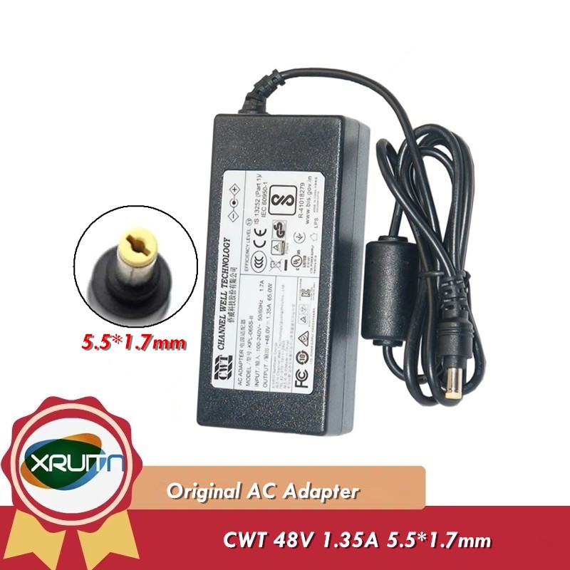 Bộ chuyển đổi AC DC CWT 48V 1.35A 65W chính hãng KPL-065S-II KPL-065S-VI cho đầu ghi Video Hikvision