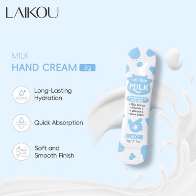 Kem dưỡng tay sữa LAIKOU Dưỡng ẩm lâu trôi Kết cấu da mềm mại & mịn hấp thụ nhanh 3g