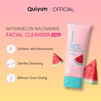 Sữa rửa mặt dưỡng ẩm QUIYUM 100ml Dưa Hấu & Niacinamide - Sáng Da Không Khô Căng Dịu nhẹ với tinh chất trái cây