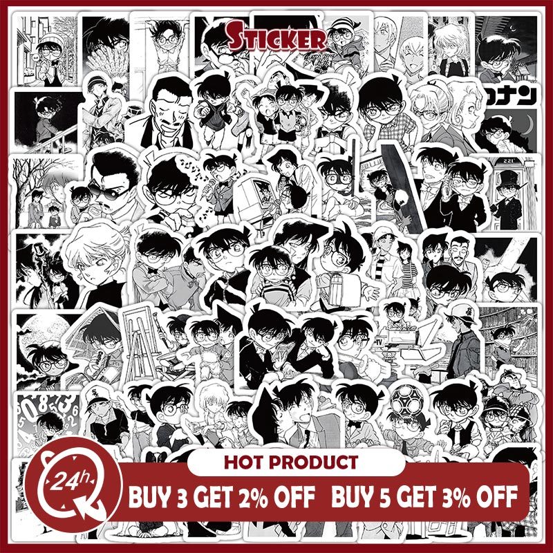 103 Chiếc Đen Trắng Thám Tử Conan Anime Dán DIY Chai Nước Laptop Hoạt Hình Miếng Dán Trẻ Em Quà Tặng