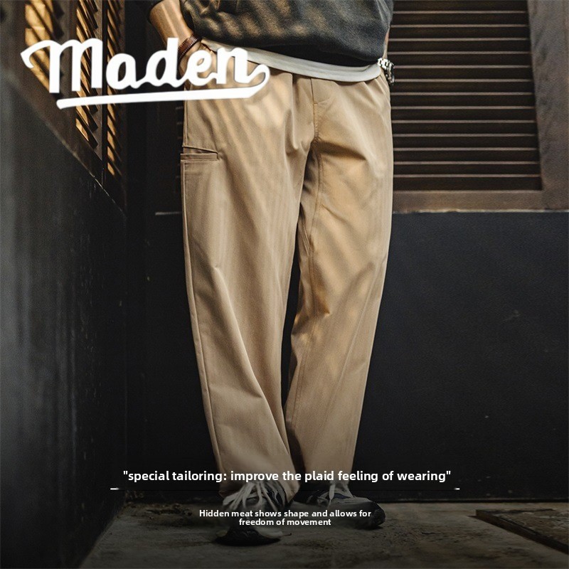 MADEN Easypants Nam Mùa Thu 2025, Họa Tiết Xương Cá, Thiết Kế Thẳng