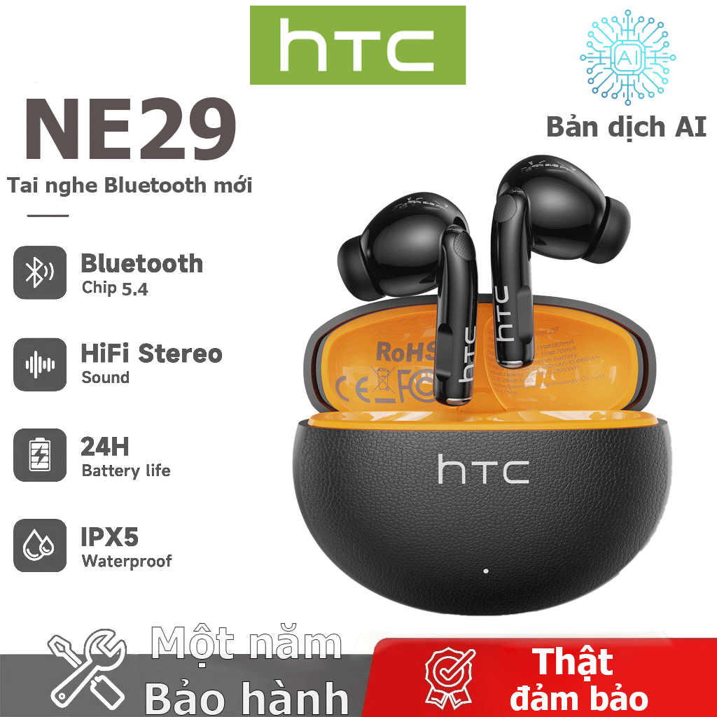 Bảo hành một năm HTC NE29 AI Dịch Tai nghe Bluetooth OWS Da thật Tai nghe Bluetooth Dịch theo thời gian thực 135 ngôn ngữ Khử tiếng ồn thông minh IPX5 Tai nghe không dây thể thao chống nước | BigBuy360 - bigbuy360.vn