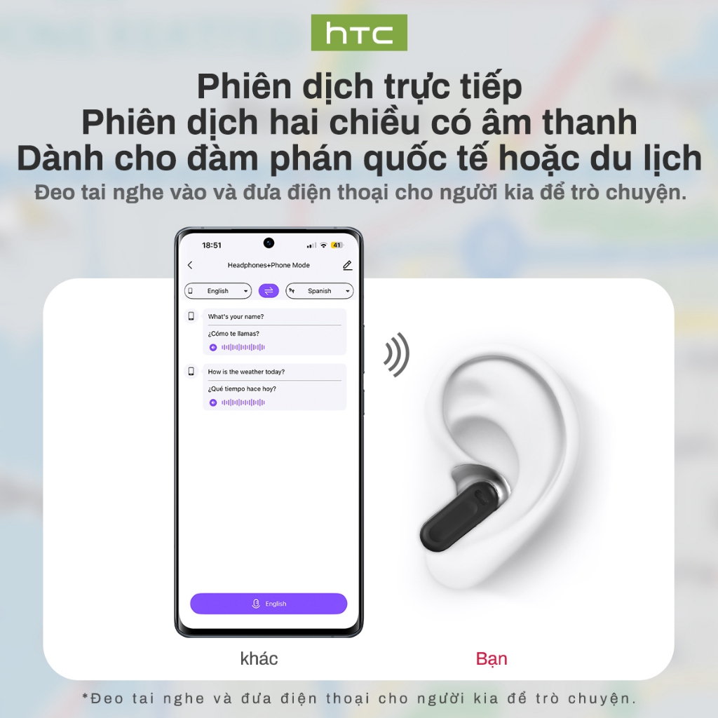 HTC NE20 Tai Nghe Phiên Dịch AI Bluetooth 6.0 Al Tai nghe không dây dịch thời gian thực thông minh có màn hình cảm ứng LED Tai nghe doanh nghiệp Tai nghe nhét tai không dây âm thanh nổi HiFi | BigBuy360 - bigbuy360.vn