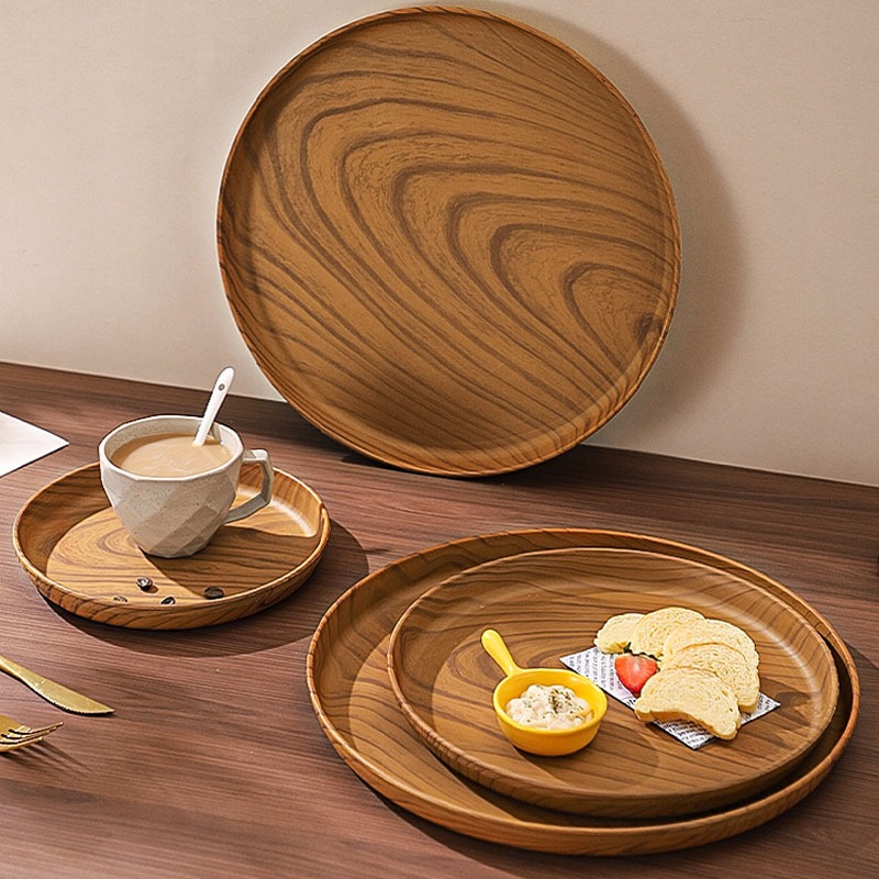 Khay tròn nhựa PP O‌UKEAI Chất liệu an toàn cấp thực phẩm Đường kính 20/26/32/38 cm Thiết kế chống trượt Đa dụng: nhà hàng & gia đình Xếp chồng tiết kiệm không gian