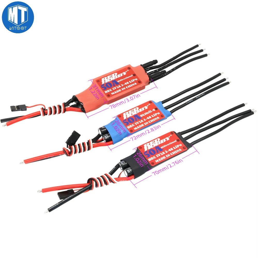 RedHobby Hai Chiều BLheli-S 50A 2-4S ESC Không Chổi Than Cho RC Máy Bay Tàu Khí Nén Dưới Nước Cánh Q