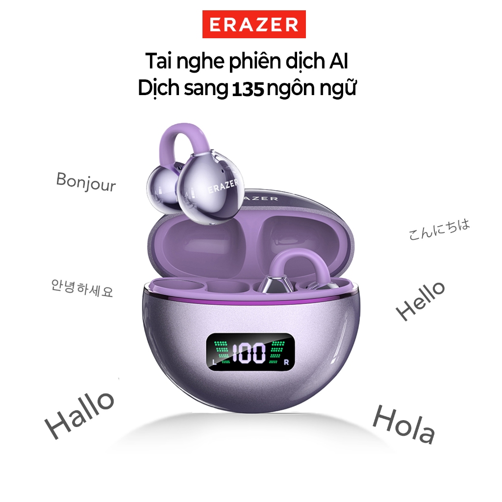 Lenovo ERAZER XF55 Tai Nghe Phiên Dịch AI Bluetooth 6.0 Tai nghe móc tai Dịch thuật thông minh theo thời gian thực Tai nghe không dây Màn hình LED Âm thanh nổi HiFi ASMR | BigBuy360 - bigbuy360.vn