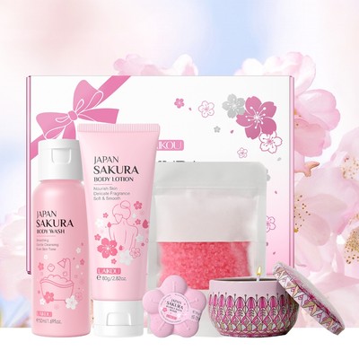 Hộp quà Spa thơm sang trọng LAIKOU Sakura Bộ chăm sóc cơ thể & tắm da mịn màng – Quà tặng Giáng sinh & sinh nhật cho nàng