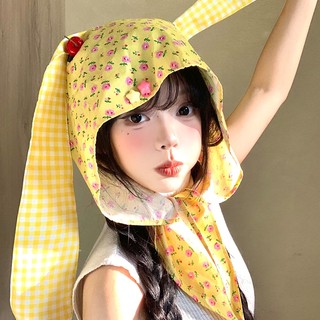 Dễ Thương Hoa Anh Đào Thỏ Tai Băng Khăn Trùm Đầu Mũ Nữ Xuân Hè Niche Mặt Xuất Hiện