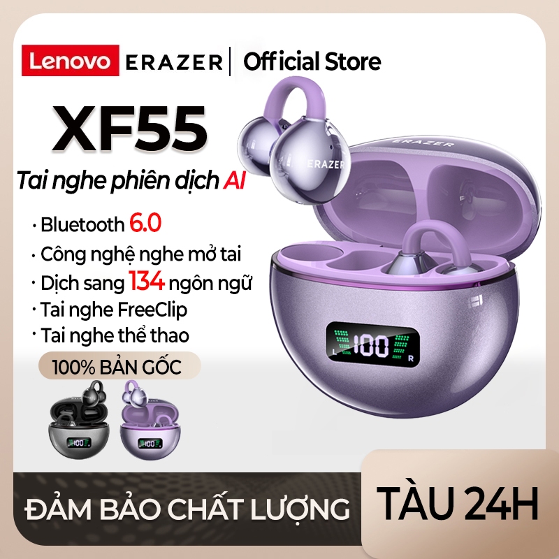 Lenovo ERAZER XF55 Tai Nghe Phiên Dịch AI tai nghe bluetooth 6.0 Dịch 134 ngôn ngữ Tai nghe kẹp tai Dịch thông minh theo thời gian thực Tai nghe Bluetooth không dây Có màn hình LED Âm thanh nổi HiFi Tai nghe không dây dẫn truyền qua xương Có micrô | BigBuy360 - bigbuy360.vn