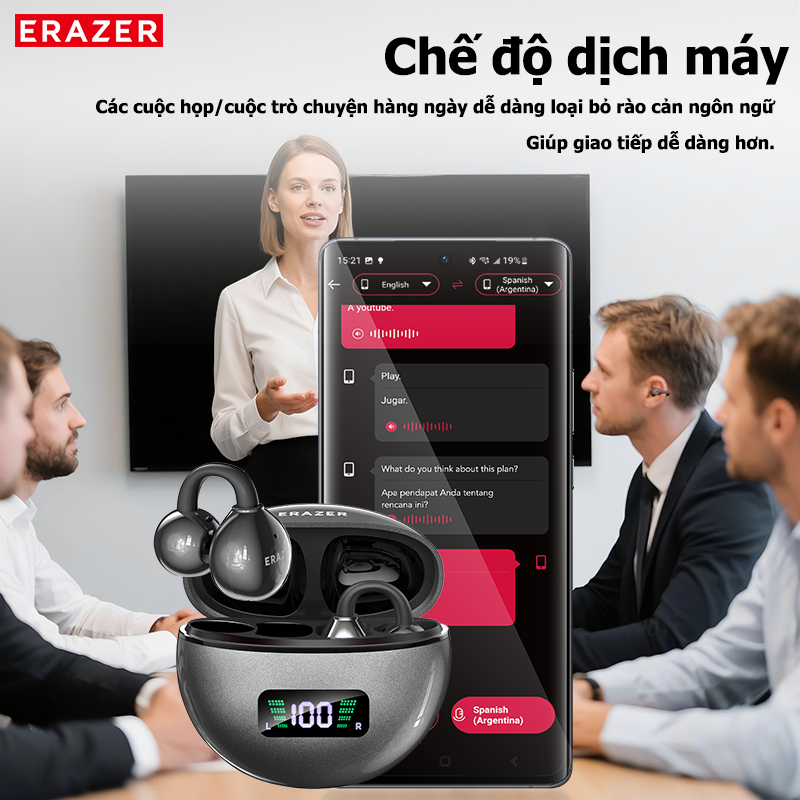 Lenovo ERAZER XF55 Tai Nghe Phiên Dịch AI tai nghe bluetooth 6.0 Dịch 134 ngôn ngữ Tai nghe kẹp tai Dịch thông minh theo thời gian thực Tai nghe Bluetooth không dây Có màn hình LED Âm thanh nổi HiFi Tai nghe không dây dẫn truyền qua xương Có micrô | BigBuy360 - bigbuy360.vn