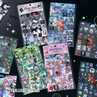 OHAYA | Dream PET Nhấp Nháy Cát Miếng Dán Cá Vàng Vật Liệu Phong Cảnh Sổ Tay Điện Thoại Di Động Lưng Thẻ Tự Làm Cắt Dán 2 Miếng