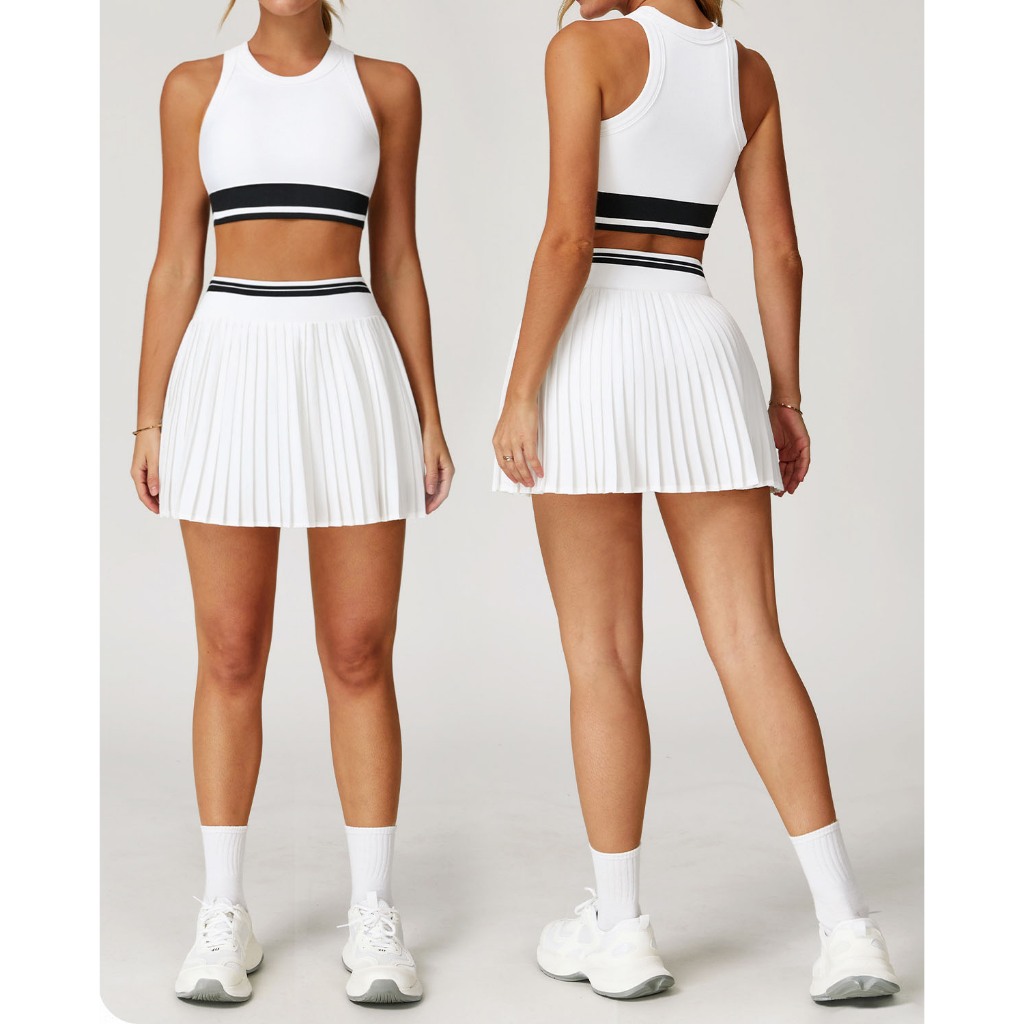 Bare Sense Thể Thao Nhanh Khô Cao Cấp Nữ Yoga Chống Đi Bộ Thể Dục Xe Tăng Top Váy Ngắn