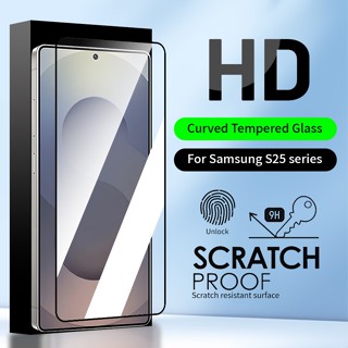 Kính Cường Lực Viền Cong Bảo Vệ Toàn Màn Hình Cho Samsung Galaxy S25 Ultra S25 Plus S24 Ultra S24 Plus S23 FE S21 FE A54 S23 S22 S21 S20 Ultra Plus Note 20 Ultra 8 9 10 Plus 5G Full Màn Miếng dán màn hình