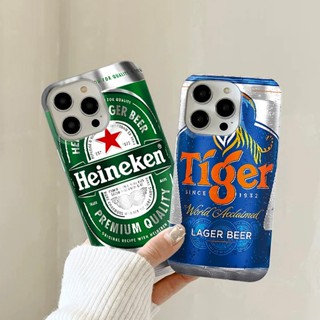 Ốp Bia Heineken tiger iPhone 16 15 Pro Max 11 14 XR 13 12 Pro Max 8 7 6 6S Plus X Xs Max Se 2020 13 12 11 Vỏ Mềm TPU Bóng Bảo Vệ Chống Sốc Camera Hài hước Bia