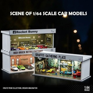  Diorama 1   64 Đỗ Xe Cho Xe Mô Hình Nhà Để Xe Cảnh Phiên Bản Chiếu Sáng Đơn Giản Lắp Ráp Mô Hình Ô Tô Hộp Hiển Thị 