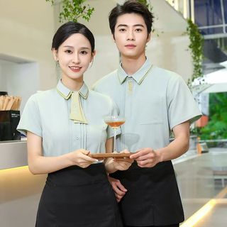 Cửa Hàng Bánh Áo Khoác Tay Ngắn Phục Vụ Lẩu Shop Đồng Nhất Cho Quán Cà Phê và Nhà Hàng Nướng Bồi Bàn Bảo Hộ Lao Động