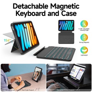  Bàn phím accrosoo tương thích iPad mini 6   7 A17 Bluetooth kèm bao da ma thuật cho ipad  từ tính 