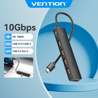 Vention USB 3.2 Hub Type C USB A Nhiều 4 Cổng Bộ Chia 10 Gpbs Tốc Độ Nhanh 3.0 Cắm Và Chạy Máy In OTG Cho Laptop Pc