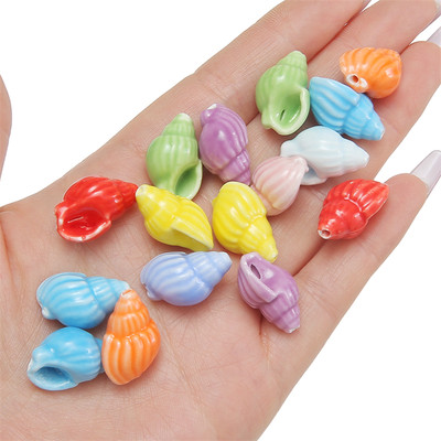 Beadia 2 Miếng Màu Hồng Gốm Tươi Men Hạt Conch Cho Handmade DIY Phụ Kiện Thời Trang Mặt Dây Chuyền Vòng Tay 14x22mm