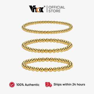 Vnox Vòng Tay Chuỗi Hạt Tròn Bằng Thép Không Gỉ Mạ Vàng 18k Sang Trọng Cho Nam Và Nữ 