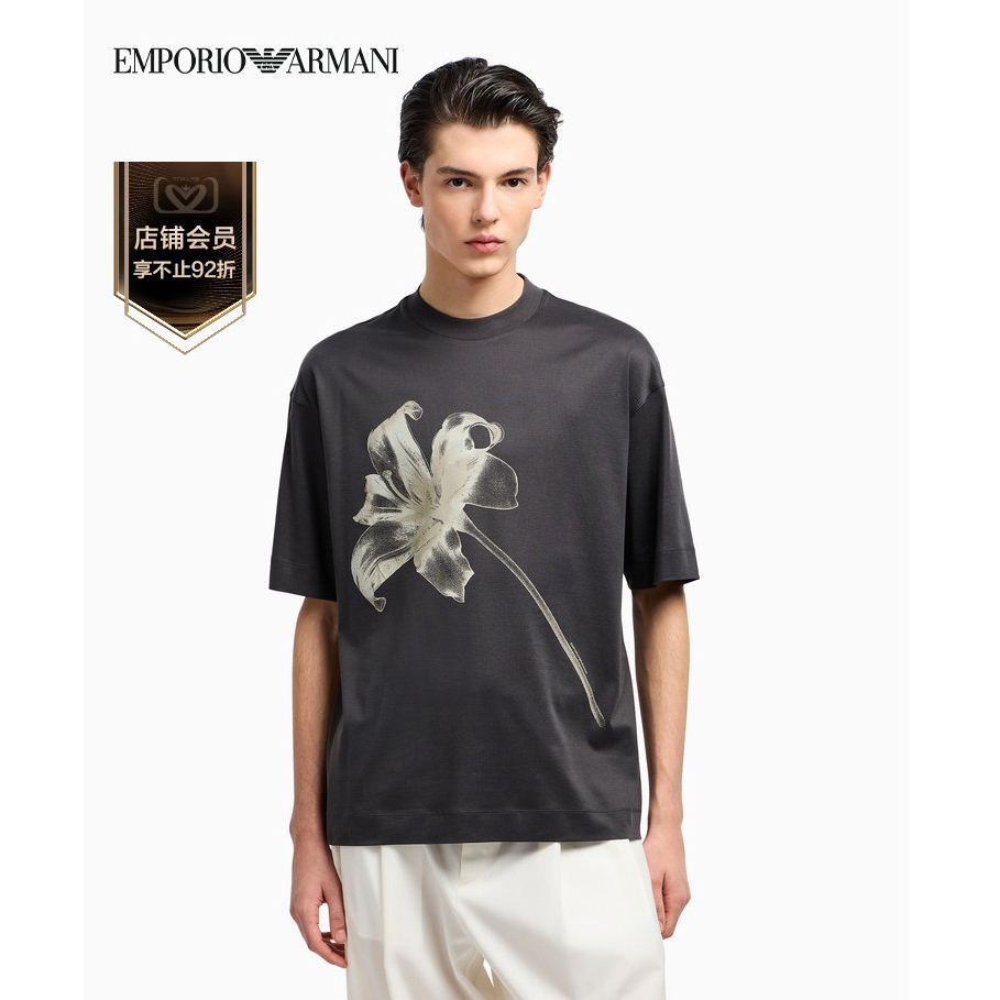 EMPORIO ARMANI / ARMANI 2025 Áo thun ngắn tay cổ tròn dáng rộng mùa xuân