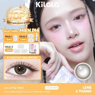 Kính áp tròng Kilala màu nâu Chestnut Milk Brown/Whiskey Brown lens cận 6 tháng DIA 14.2mm có độ (0-8) 1 cặp