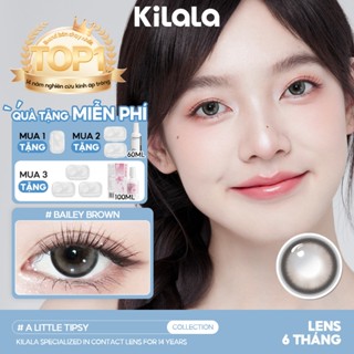 Kính áp tròng Kilala màu nâu Bailey Brown DIA 14.5mm lens cận 6 tháng có độ (0-8) 1 cặp